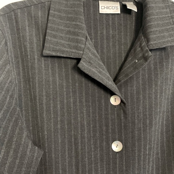 Chico’s charcoal grey pinstripe shirt jacket - Picture 3 of 10